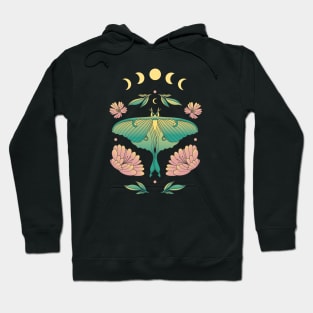 Fairycore Floral Butterfly Moth Moon Phases Hoodie